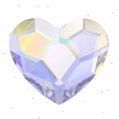Heart-shaped crystal iridescent  tooth gems, lead free crystals, tooth gem supplies
